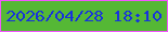 文字の大きさ：4、枠の色：f255fe、背景の色：55b835、文字の色：1733dc 無料ブログパーツのブログ時計