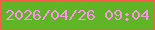文字の大きさ：4、枠の色：f2604a、背景の色：5fb525、文字の色：fb94e6 無料ブログパーツのブログ時計