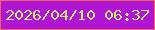 文字の大きさ：2、枠の色：f26459、背景の色：b014d5、文字の色：c4ea70 無料ブログパーツのブログ時計
