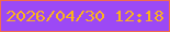 文字の大きさ：4、枠の色：f26b4d、背景の色：9c49f5、文字の色：fbb21e 無料ブログパーツのブログ時計