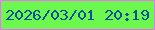文字の大きさ：2、枠の色：f26ffd、背景の色：6cf84e、文字の色：0b4f9b 無料ブログパーツのブログ時計