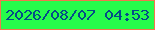 文字の大きさ：4、枠の色：f2764d、背景の色：26fc4b、文字の色：044c88 無料ブログパーツのブログ時計