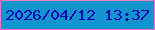 文字の大きさ：3、枠の色：f277c1、背景の色：1295ce、文字の色：0708b1 無料ブログパーツのブログ時計