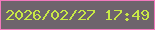 文字の大きさ：4、枠の色：f279bd、背景の色：6e646c、文字の色：c8e846 無料ブログパーツのブログ時計