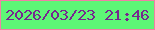 文字の大きさ：1、枠の色：f27fa6、背景の色：5ef676、文字の色：76268f 無料ブログパーツのブログ時計