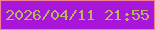 文字の大きさ：2、枠の色：f28095、背景の色：a716d9、文字の色：b7b562 無料ブログパーツのブログ時計