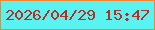 文字の大きさ：1、枠の色：f28531、背景の色：59f4f1、文字の色：bc2c21 無料ブログパーツのブログ時計