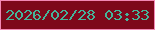 文字の大きさ：2、枠の色：f288b5、背景の色：7e081b、文字の色：45b49a 無料ブログパーツのブログ時計
