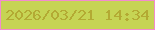 文字の大きさ：4、枠の色：f28ccd、背景の色：c6d454、文字の色：b3aa33 無料ブログパーツのブログ時計