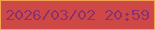 文字の大きさ：3、枠の色：f2a353、背景の色：ce4846、文字の色：8e306d 無料ブログパーツのブログ時計
