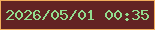 文字の大きさ：3、枠の色：f2ad5c、背景の色：632323、文字の色：93dc8f 無料ブログパーツのブログ時計