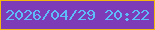 文字の大きさ：5、枠の色：f2b80e、背景の色：7e3bb8、文字の色：5ebdf8 無料ブログパーツのブログ時計
