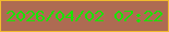 文字の大きさ：3、枠の色：f2bb2e、背景の色：ae6b52、文字の色：1ae405 無料ブログパーツのブログ時計