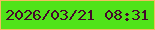 文字の大きさ：2、枠の色：f2bd5f、背景の色：50e319、文字の色：45082c 無料ブログパーツのブログ時計