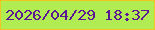 文字の大きさ：3、枠の色：f2c521、背景の色：b1ec52、文字の色：5c1894 無料ブログパーツのブログ時計