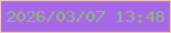 文字の大きさ：4、枠の色：f2cab4、背景の色：a569e7、文字の色：95b57b 無料ブログパーツのブログ時計
