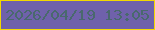 文字の大きさ：2、枠の色：f2d902、背景の色：6f61ab、文字の色：49696d 無料ブログパーツのブログ時計