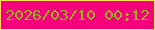 文字の大きさ：1、枠の色：f2e24f、背景の色：f5017b、文字の色：95b818 無料ブログパーツのブログ時計