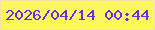 文字の大きさ：2、枠の色：f2e2ac、背景の色：faf85e、文字の色：6d2bea 無料ブログパーツのブログ時計