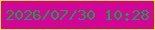文字の大きさ：2、枠の色：f2e926、背景の色：d30498、文字の色：15a148 無料ブログパーツのブログ時計