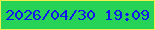 文字の大きさ：3、枠の色：f2ee52、背景の色：26d356、文字の色：1017ef 無料ブログパーツのブログ時計