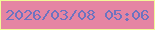 文字の大きさ：4、枠の色：f2f998、背景の色：e585a3、文字の色：6e73bf 無料ブログパーツのブログ時計
