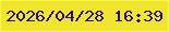 文字の大きさ：3、枠の色：f2fa4d、背景の色：f1e52d、文字の色：221088 無料ブログパーツのブログ時計