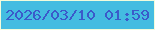 文字の大きさ：2、枠の色：f2fbdc、背景の色：44bce1、文字の色：3b5aca 無料ブログパーツのブログ時計