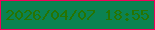 文字の大きさ：4、枠の色：f3005a、背景の色：0b8251、文字の色：267401 無料ブログパーツのブログ時計
