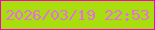 文字の大きさ：5、枠の色：f303bf、背景の色：a8de0d、文字の色：ea6be5 無料ブログパーツのブログ時計