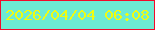 文字の大きさ：3、枠の色：f30a2a、背景の色：6debd2、文字の色：effc12 無料ブログパーツのブログ時計