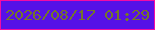 文字の大きさ：3、枠の色：f30ba5、背景の色：5611e7、文字の色：74762a 無料ブログパーツのブログ時計