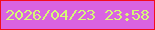 文字の大きさ：1、枠の色：f30d1e、背景の色：da63e1、文字の色：d5f876 無料ブログパーツのブログ時計