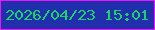 文字の大きさ：2、枠の色：f310fd、背景の色：222fac、文字の色：18d469 無料ブログパーツのブログ時計
