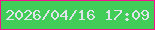 文字の大きさ：1、枠の色：f3158e、背景の色：42cc58、文字の色：e0e4ea 無料ブログパーツのブログ時計