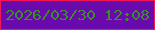 文字の大きさ：5、枠の色：f31657、背景の色：680aac、文字の色：398e2a 無料ブログパーツのブログ時計