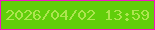 文字の大きさ：3、枠の色：f316c3、背景の色：61ce0a、文字の色：ade54f 無料ブログパーツのブログ時計