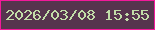 文字の大きさ：1、枠の色：f3199b、背景の色：57344e、文字の色：c2dda8 無料ブログパーツのブログ時計