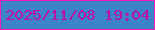 文字の大きさ：4、枠の色：f31bb4、背景の色：3d83c8、文字の色：bd0ea9 無料ブログパーツのブログ時計