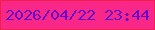 文字の大きさ：5、枠の色：f31f48、背景の色：f92888、文字の色：6604ce 無料ブログパーツのブログ時計