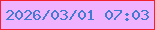 文字の大きさ：4、枠の色：f3222d、背景の色：efb2fe、文字の色：407ad5 無料ブログパーツのブログ時計