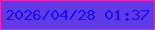 文字の大きさ：2、枠の色：f325bc、背景の色：603ae5、文字の色：170fef 無料ブログパーツのブログ時計