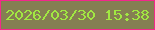 文字の大きさ：3、枠の色：f3288b、背景の色：857f52、文字の色：a1e842 無料ブログパーツのブログ時計
