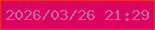 文字の大きさ：1、枠の色：f32b32、背景の色：dd0363、文字の色：c96a93 無料ブログパーツのブログ時計