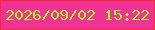 文字の大きさ：4、枠の色：f32d35、背景の色：f03294、文字の色：9ff629 無料ブログパーツのブログ時計