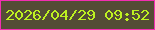 文字の大きさ：2、枠の色：f32eb2、背景の色：544c36、文字の色：bef221 無料ブログパーツのブログ時計