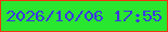 文字の大きさ：3、枠の色：f33312、背景の色：29e631、文字の色：3a38e2 無料ブログパーツのブログ時計