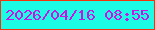 文字の大きさ：5、枠の色：f3340b、背景の色：1cfbe4、文字の色：ca14e3 無料ブログパーツのブログ時計