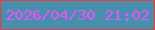 文字の大きさ：5、枠の色：f33636、背景の色：4491ae、文字の色：f94afd 無料ブログパーツのブログ時計