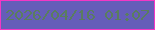 文字の大きさ：2、枠の色：f337c5、背景の色：655db9、文字の色：5a7d5f 無料ブログパーツのブログ時計